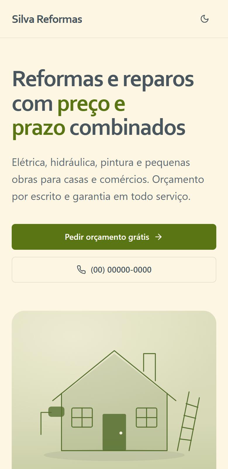 Site do negócio: Site para apresentar o seu serviço. Exemplo “Silva Reformas”.